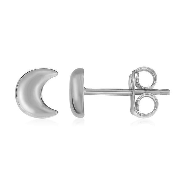 14k White Gold Post Earrings with Moons - Premium Earrings - Just $214.99! Shop now at Pulse Designer Fashion