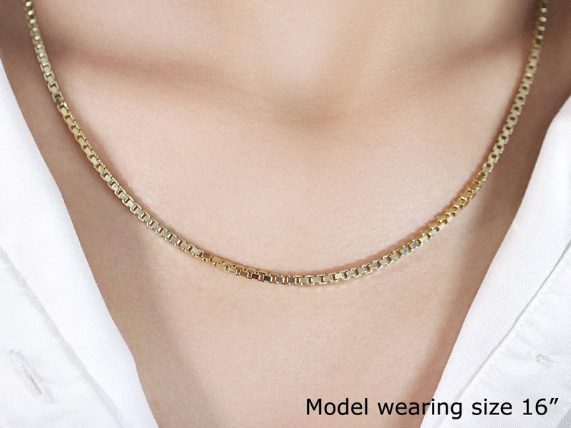 2.5mm 14k Yellow Gold Semi Solid Box Chain - Premium Chains - Just $1767.99! Shop now at Pulse Designer Fashion