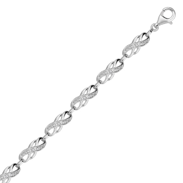 Sterling Silver Infinity Design Diamond Accented Bracelet (.09 cttw) - Premium Bracelets - Just $328.99! Shop now at Pulse Designer Fashion