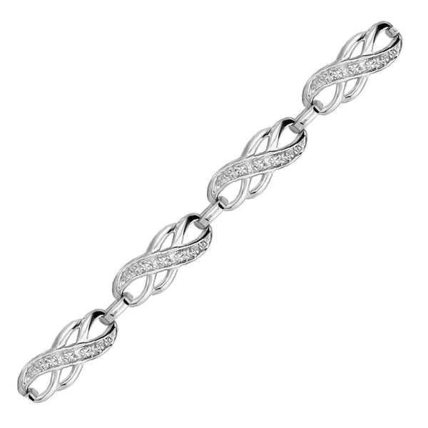 Sterling Silver Infinity Design Diamond Accented Bracelet (.09 cttw) - Premium Bracelets - Just $328.99! Shop now at Pulse Designer Fashion