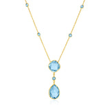 14k Yellow Gold Necklace with Pear-Shaped and Cushion Blue Topaz Briolettes - Premium Necklaces - Just $1024.99! Shop now at Pulse Designer Fashion