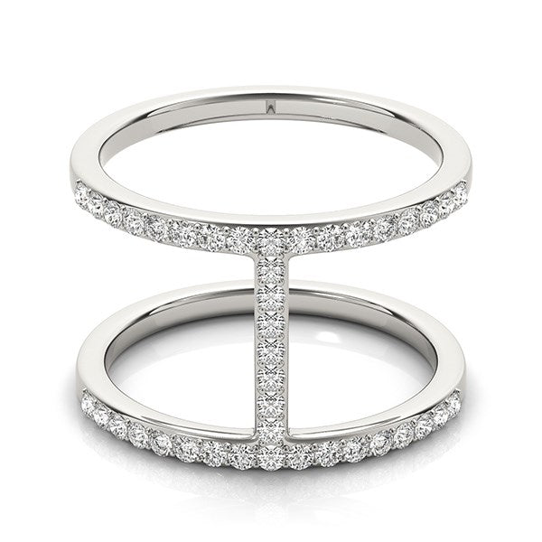 14k White Gold Dual Band Bridge Style Diamond Ring (3/8 cttw) - Premium Rings - Just $2044.99! Shop now at Pulse Designer Fashion