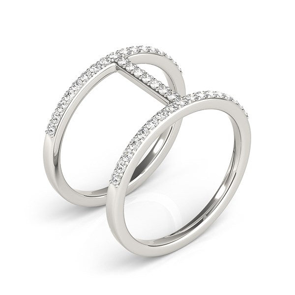 14k White Gold Dual Band Bridge Style Diamond Ring (3/8 cttw) - Premium Rings - Just $2044.99! Shop now at Pulse Designer Fashion