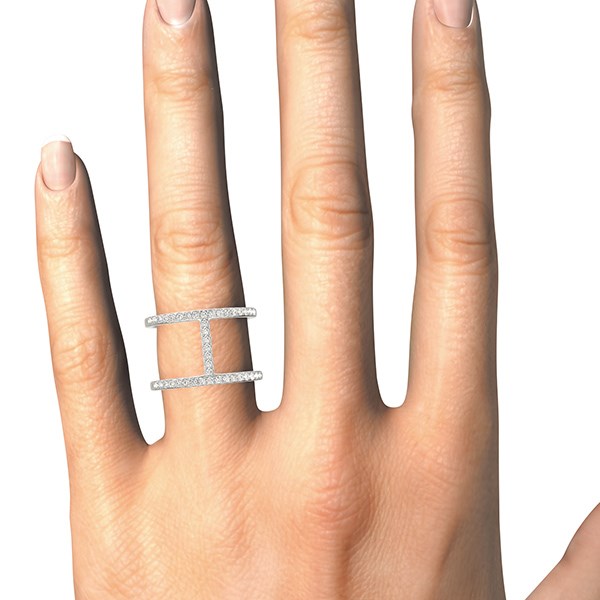 14k White Gold Dual Band Bridge Style Diamond Ring (3/8 cttw) - Premium Rings - Just $2044.99! Shop now at Pulse Designer Fashion