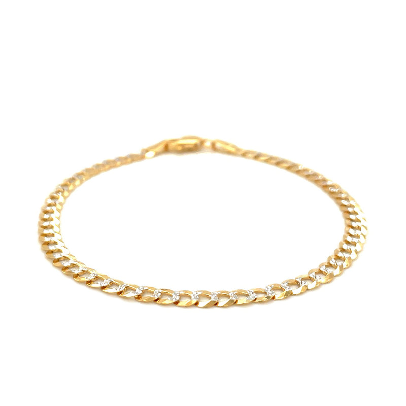 3.6mm 14k Two Tone Gold Pave Curb Bracelet - Premium Bracelets - Just $488.99! Shop now at Pulse Designer Fashion