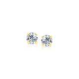 14k Yellow Gold Stud Earrings with White Hue Faceted Cubic Zirconia - Premium Earrings - Just $70.99! Shop now at Pulse Designer Fashion