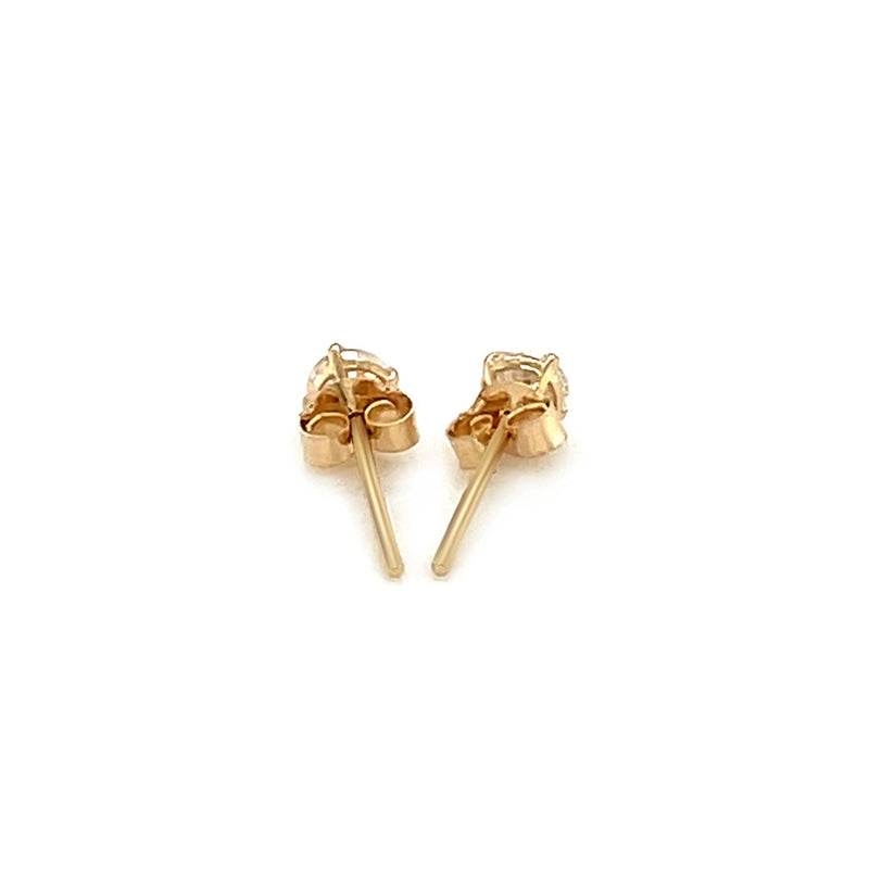 14k Yellow Gold Stud Earrings with White Hue Faceted Cubic Zirconia - Premium Earrings - Just $70.99! Shop now at Pulse Designer Fashion