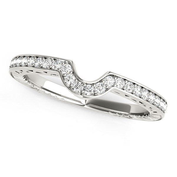 14k White Gold Prong Set Curved Wedding Band (1/8 cttw) - Premium Rings - Just $1199.99! Shop now at Pulse Designer Fashion