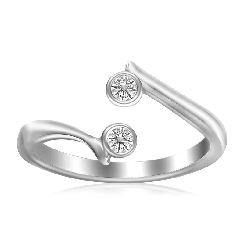 Sterling Silver Rhodium Finished Open Style Cubic Zirconia Accented Toe Ring - Premium Toe Rings - Just $29.99! Shop now at Pulse Designer Fashion