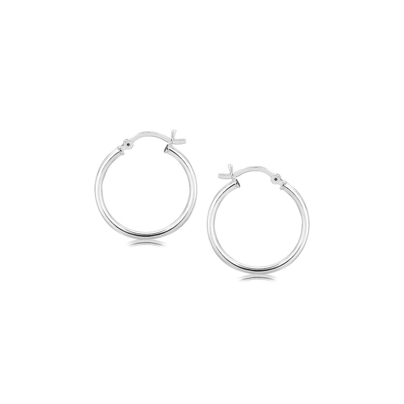 Sterling Silver Polished Thin Hoop Earrings with Rhodium Plating (20mm) - Premium Earrings - Just $27.99! Shop now at Pulse Designer Fashion