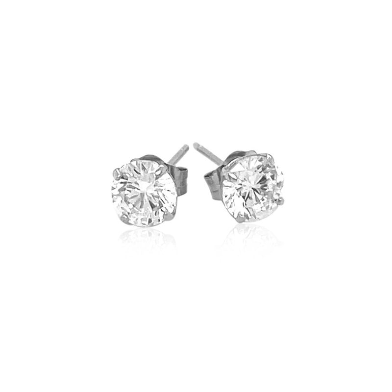 14k White Gold Stud Earrings with White Hue Faceted Cubic Zirconia - Premium Earrings - Just $95.99! Shop now at Pulse Designer Fashion