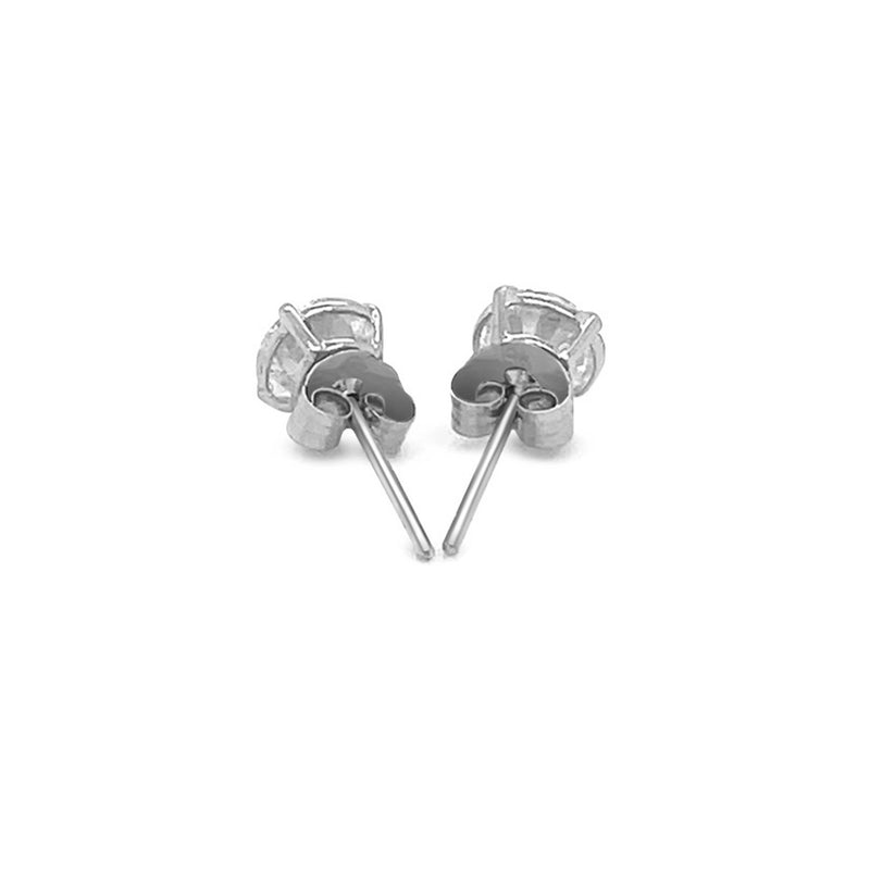 14k White Gold Stud Earrings with White Hue Faceted Cubic Zirconia - Premium Earrings - Just $95.99! Shop now at Pulse Designer Fashion