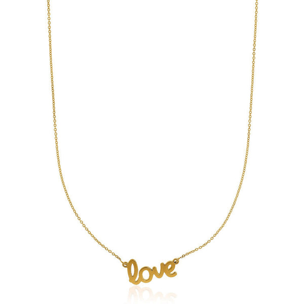 14k Yellow Gold Script LOVE Necklace - Premium Necklaces - Just $595.99! Shop now at Pulse Designer Fashion