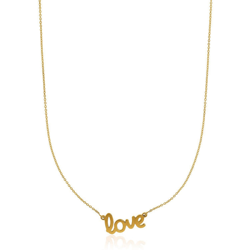 14k Yellow Gold Script LOVE Necklace - Premium Necklaces - Just $595.99! Shop now at Pulse Designer Fashion