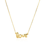 14k Yellow Gold Script LOVE Necklace - Premium Necklaces - Just $595.99! Shop now at Pulse Designer Fashion