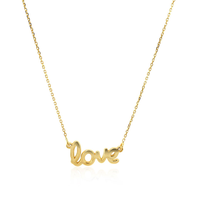 14k Yellow Gold Script LOVE Necklace - Premium Necklaces - Just $595.99! Shop now at Pulse Designer Fashion