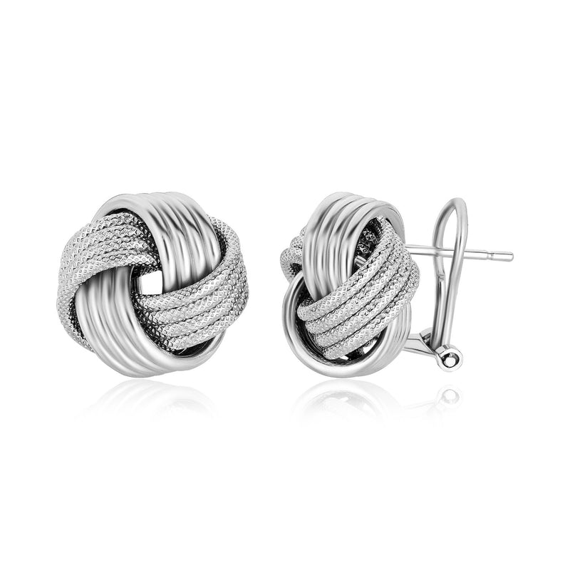 Sterling Silver Groove Textured Love Knot Earrings - Premium Earrings - Just $149.99! Shop now at Pulse Designer Fashion