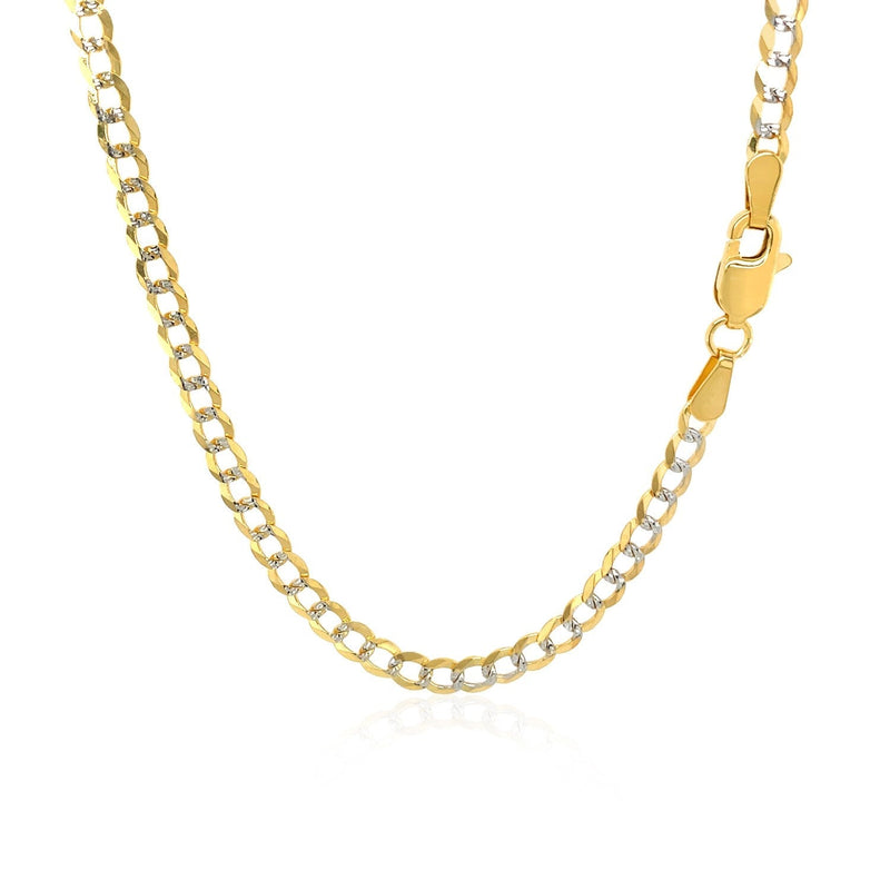 3.2 mm 14k Two Tone Gold Pave Curb Chain - Premium Chains - Just $941.99! Shop now at Pulse Designer Fashion