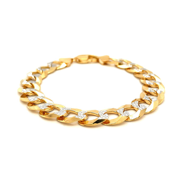 12.18 mm 14k Two Tone Gold Pave Curb Bracelet - Premium Bracelets - Just $5253.99! Shop now at Pulse Designer Fashion