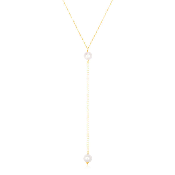 14k Yellow Gold Lariat Necklace with Pearls - Premium Necklaces - Just $404.99! Shop now at Pulse Designer Fashion