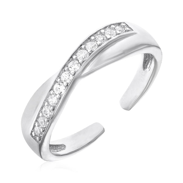 Toe Ring with Crossover Motif in Sterling Silver with Cubic Zirconia - Premium Toe Rings - Just $24.99! Shop now at Pulse Designer Fashion