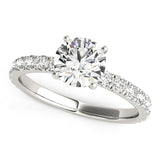 14k White Gold Single Row Shank Round Diamond Engagement Ring (1 1/3 cttw) - Premium Rings - Just $6860.99! Shop now at Pulse Designer Fashion