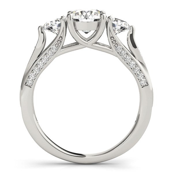 14k White Gold 3 Stone Style Round Diamond Engagement Ring (1 3/4 cttw) - Premium Rings - Just $8666.99! Shop now at Pulse Designer Fashion