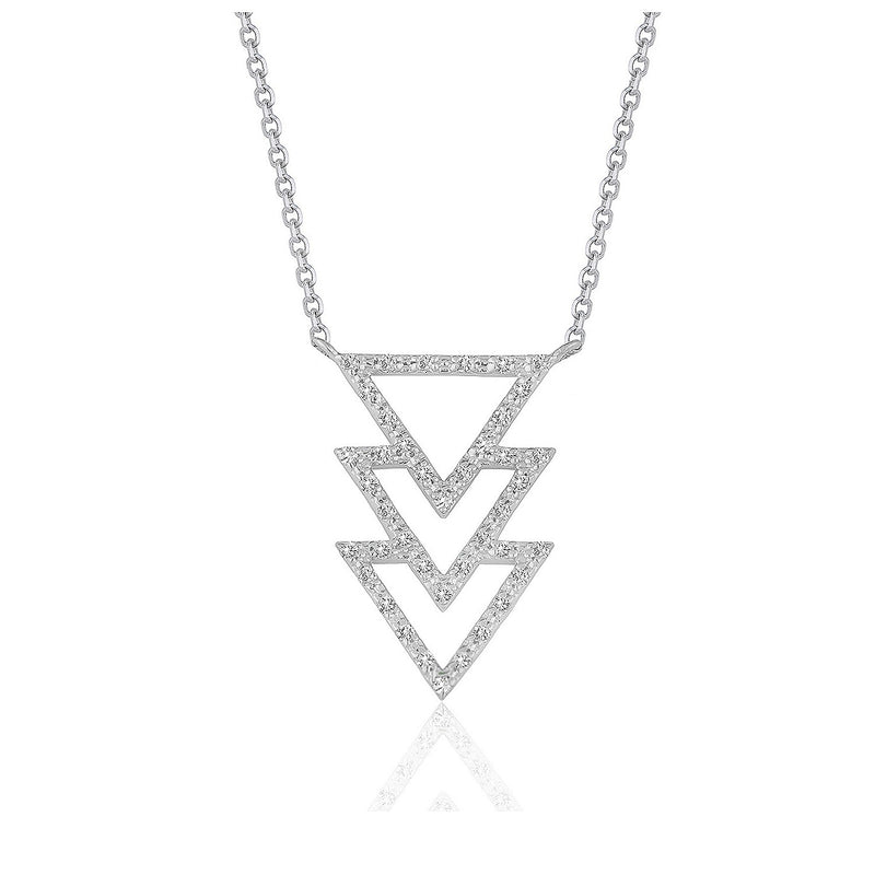 Triple Triangle Pendant with Diamonds in 14k White Gold (1/5 cttw) - Premium Necklaces - Just $1173.99! Shop now at Pulse Designer Fashion