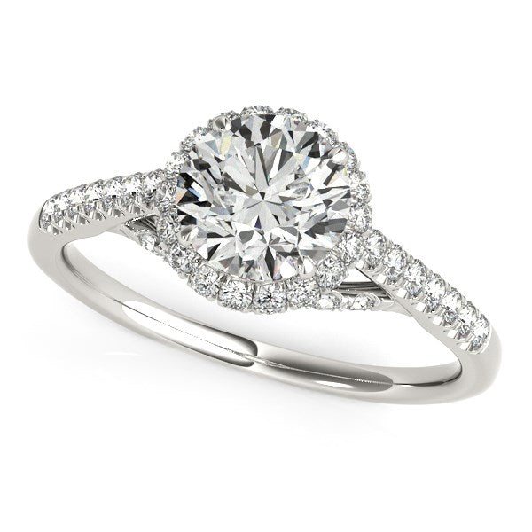 14k White Gold Round Cut Pave Set Shank Diamond Engagement Ring (1 3/8 cttw) - Premium Rings - Just $7537.99! Shop now at Pulse Designer Fashion