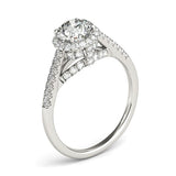 14k White Gold Round Cut Pave Set Shank Diamond Engagement Ring (1 3/8 cttw) - Premium Rings - Just $7537.99! Shop now at Pulse Designer Fashion