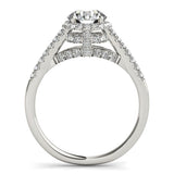 14k White Gold Round Cut Pave Set Shank Diamond Engagement Ring (1 3/8 cttw) - Premium Rings - Just $7537.99! Shop now at Pulse Designer Fashion