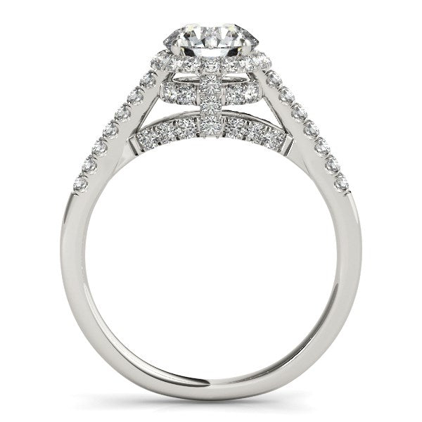 14k White Gold Round Cut Pave Set Shank Diamond Engagement Ring (1 3/8 cttw) - Premium Rings - Just $7537.99! Shop now at Pulse Designer Fashion