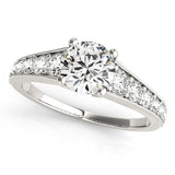 14k White Gold Antique Tapered Shank Diamond Engagement Ring (1 3/8 cttw) - Premium Rings - Just $7537.99! Shop now at Pulse Designer Fashion