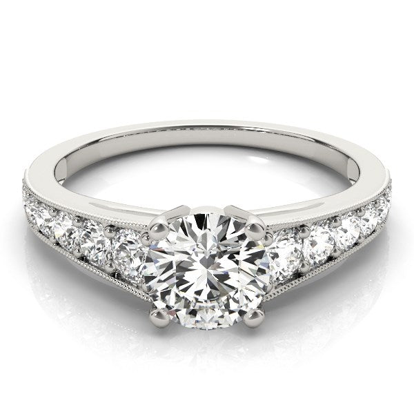 14k White Gold Antique Tapered Shank Diamond Engagement Ring (1 3/8 cttw) - Premium Rings - Just $7537.99! Shop now at Pulse Designer Fashion