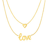 Two Part Love and Heart Necklace in 10k Yellow Gold - Premium Necklaces - Just $492.99! Shop now at Pulse Designer Fashion