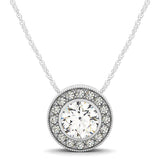 Diamond Halo with Center Bezel in 14k White Gold (5/8 cttw) - Premium Necklaces - Just $3187.99! Shop now at Pulse Designer Fashion