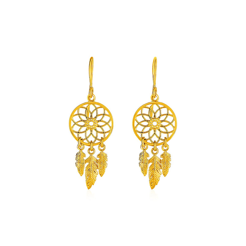 Dream Catcher Earrings in 14k Yellow Gold - Premium Earrings - Just $386.99! Shop now at Pulse Designer Fashion