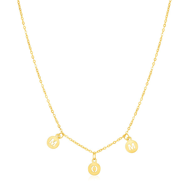 14k Yellow Gold Mom Necklace with Circle Drops - Premium Necklaces - Just $266.99! Shop now at Pulse Designer Fashion