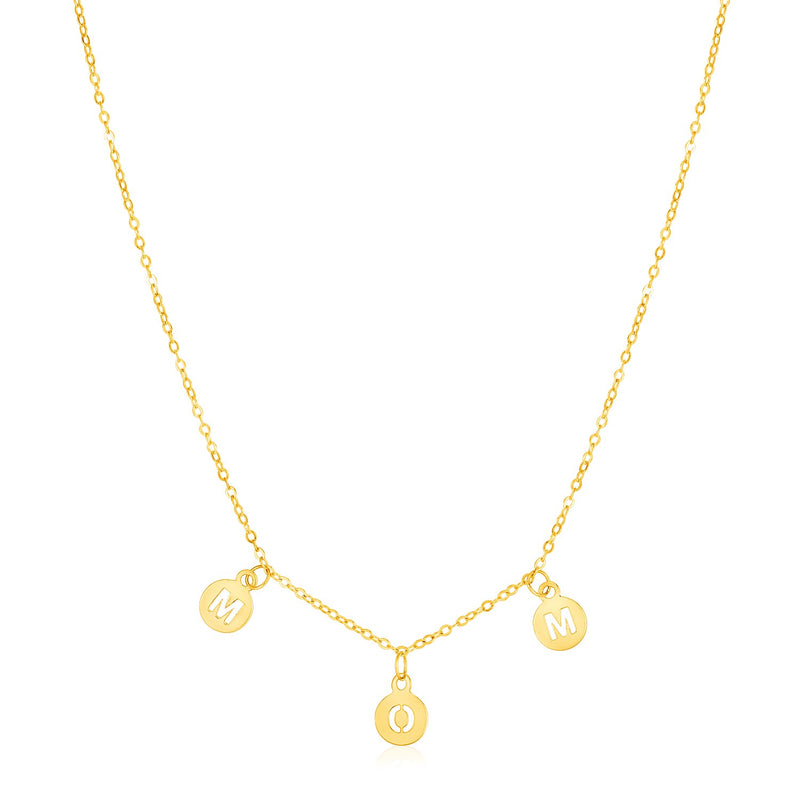 14k Yellow Gold Mom Necklace with Circle Drops - Premium Necklaces - Just $266.99! Shop now at Pulse Designer Fashion