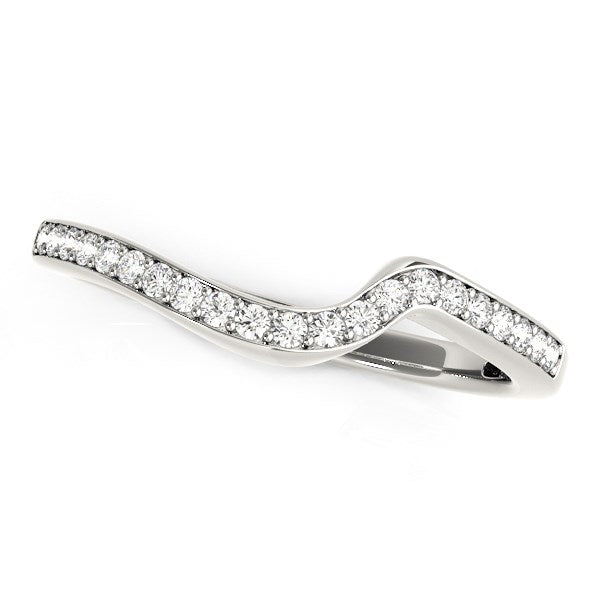 14k White Gold Modern Curved Wedding Ring (1/5 cttw) - Premium Rings - Just $1359.99! Shop now at Pulse Designer Fashion