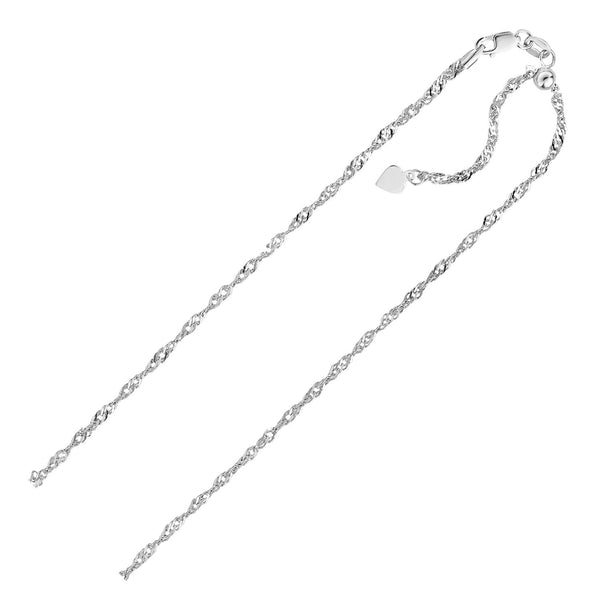 Sterling Silver 1.5mm Adjustable Singapore Chain - Premium Chains - Just $44.99! Shop now at Pulse Designer Fashion