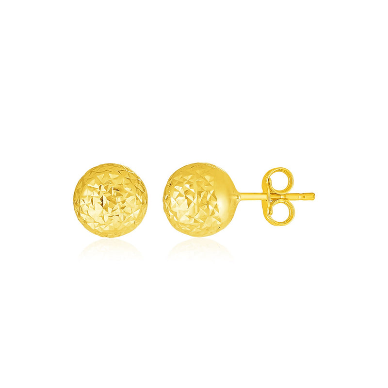 14k Yellow Gold Ball Earrings with Crystal Cut Texture - Premium Earrings - Just $124.99! Shop now at Pulse Designer Fashion