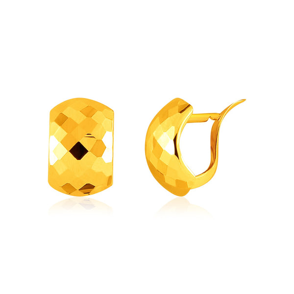 14k Yellow Gold Geometric Texture Earrings - Premium Earrings - Just $360.99! Shop now at Pulse Designer Fashion