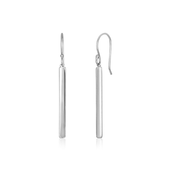 Sterling Silver Polished Bar Earrings - Premium Earrings - Just $29.99! Shop now at Pulse Designer Fashion