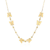 14k Yellow Gold 18 inch Necklace with Polished Butterflies and Beads - Premium Necklaces - Just $514.99! Shop now at Pulse Designer Fashion