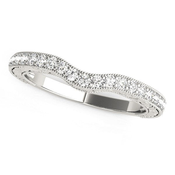 14k White Gold Antique Style Milgrained Curved Diamond Ring (1/4 cttw) - Premium Rings - Just $1359.99! Shop now at Pulse Designer Fashion