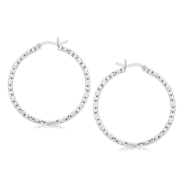 Sterling Silver Rhodium Plated Woven Style Polished Hoop Earrings - Premium Earrings - Just $44.99! Shop now at Pulse Designer Fashion