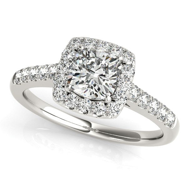 14k White Gold Square Outer Shape Round Diamond Engagement Ring (3/4 cttw) - Premium Rings - Just $3935.99! Shop now at Pulse Designer Fashion