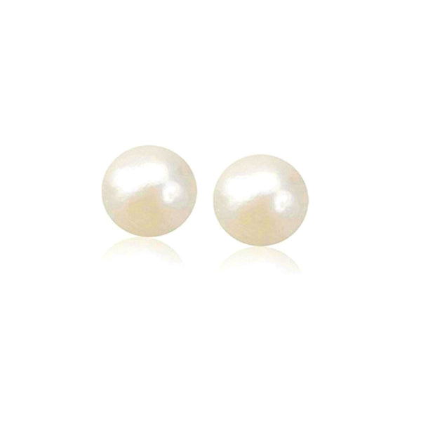 14k Yellow Gold Freshwater Cultured White Pearl Stud Earrings (7.0 mm) - Premium Earrings - Just $186.99! Shop now at Pulse Designer Fashion