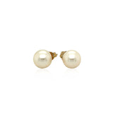 14k Yellow Gold Freshwater Cultured White Pearl Stud Earrings (7.0 mm) - Premium Earrings - Just $186.99! Shop now at Pulse Designer Fashion